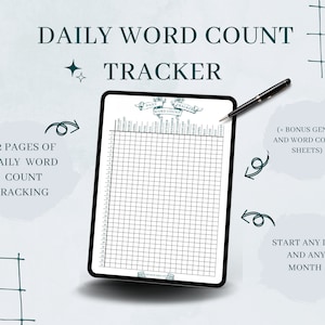 Täglicher Word Count Tracker | Word Count Tracker | Täglicher Word Count für Schriftsteller | Tracking Word Count Worksheets | Jährlicher Word Count Tracker