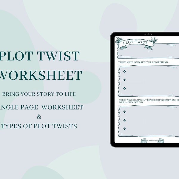 Plot Twist Worksheet | Novel Planner Printable | Plot Template, Writer Printables | Author Resources for Book | Plot Twist