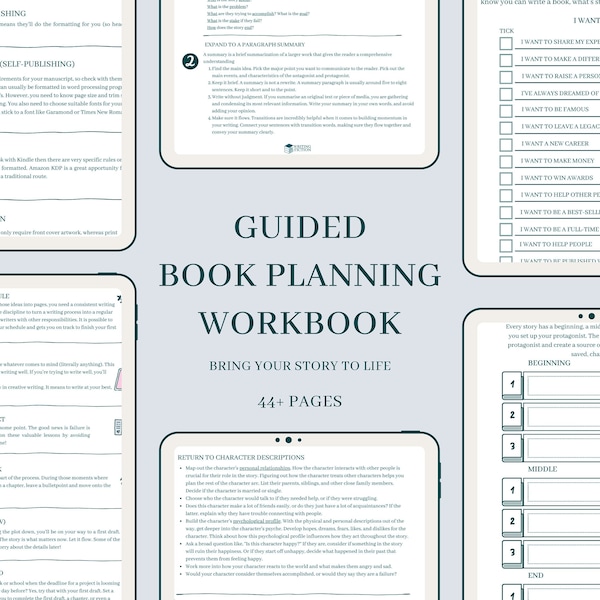 Planning Your Fiction Book | Book Writing Planner | Novel Planner | Author’s Interactive Workbook | Printable A4 PDF