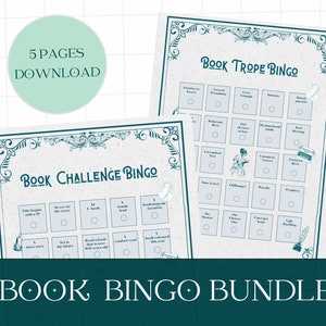 Réserver un lot de bingo | Défi de lecture | Défi du livre | Modèles de Bingo | A4 imprimable | Jeu TBR imprimable | Invites de lecture