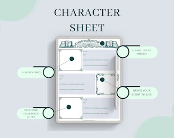 Character Worksheet Tracker | Book Character Tracker | Novel Character Sheet | Author’s Character Sheet | Printable A4 PDF