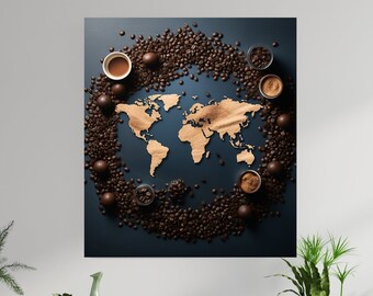 Coffee World |World of Coffee print| Printable wall art |Coffee Poster |Drinking coffee wall art|drinking coffee |Digital Art |Printable art