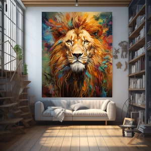 Lion Abstract print |Lion Poster |Colorful Lion wall art| Lion Digital download|Lion Art|Colorful Lion Print|Lion Abstract art|Lion Head