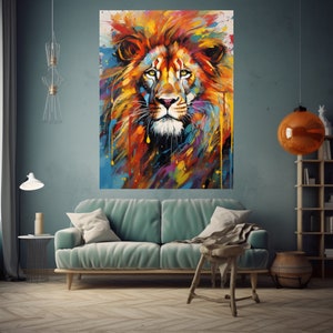 Lion Abstract Art print |Lion Poster |Colorful Lion wall art| Lion Digital download|Lion Art|Colorful Lion Print|Lion Abstract art|Lion Head