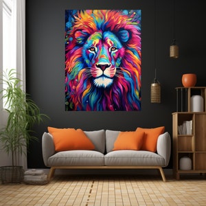 Lion Abstract print |Lion Poster |Colorful Lion wall art| Lion Digital download|Lion Art|Colorful Lion Print|Lion Abstract art|Lion Head