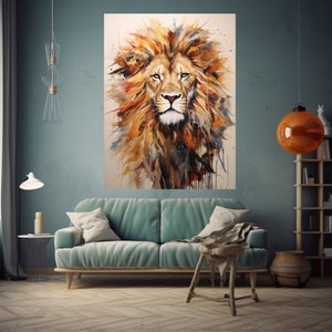 Lion Abstract print |Lion Poster |Colorful Lion wall art| Lion Digital download|Lion Art|Colorful Lion Print|Lion Abstract art|Lion Head