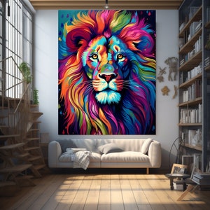 Lion Abstract print |Lion Poster |Colorful Lion wall art| Lion Digital download|Lion Art|Colorful Lion Print|Lion Abstract art|Lion Head