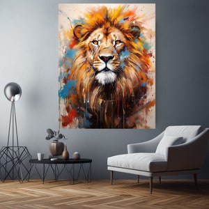 Lion Abstract print |Lion Poster |Colorful Lion wall art| Lion Digital download|Lion Art|Colorful Lion Print|Lion Abstract art|Lion Head