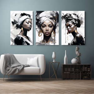 BUNDLE OF 3 African women Abstract Art|Printable wall art |African woman wall art|African woman art | Digital Art|Abstract Wall art