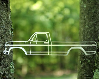 Metal Ford 1973-1979 F-Series Truck Profile Wall and Desk Art, Dentside (1973, 1974, 1975, 1976, 1977, 1978, 1979, F100, F150, F250, F350)