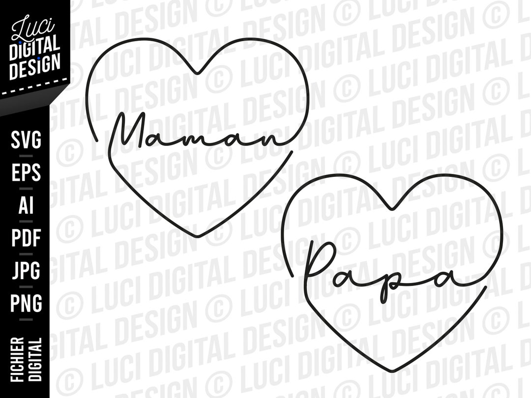 Cœur papa & Cœur Maman svg et png, svg love, svg papa maman, svg