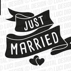 Gerade verheiratet SVG-Datei, Hochzeit Download schneiden Datei, Png für Sublimation Cricut Silhouette