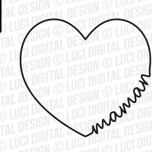 coeur maman svg, fichier svg à télécharger cœur maman, fête des mères, téléchargement fichier de découpe cricut silhouette