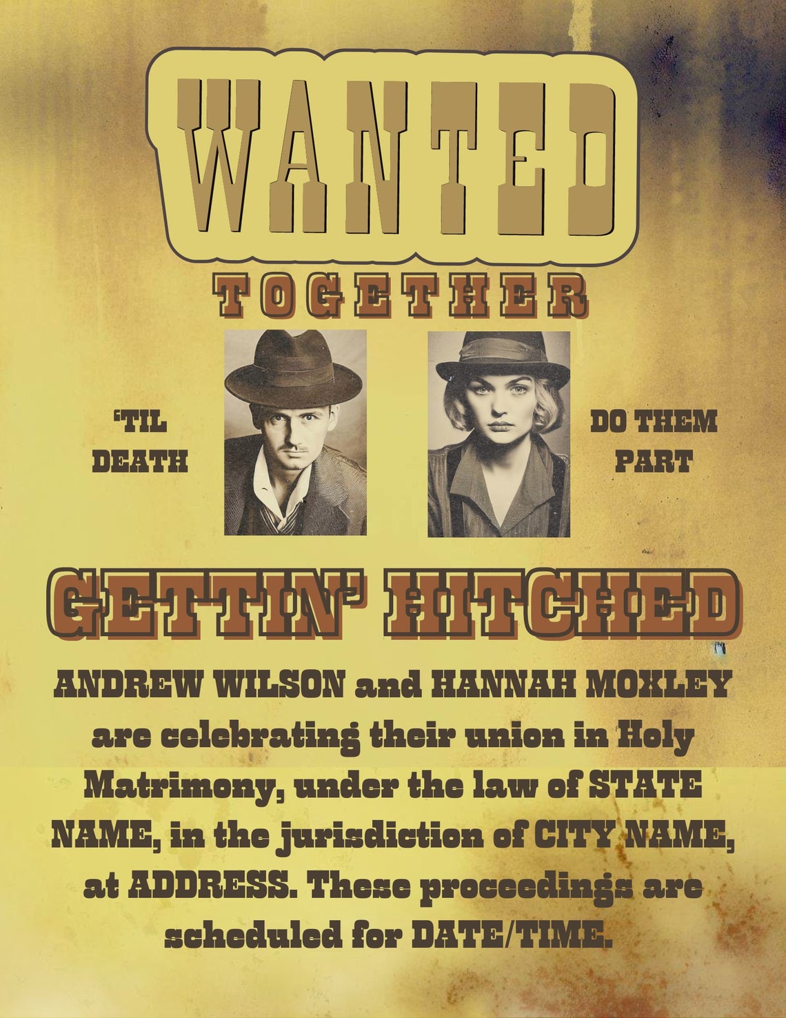 1920s Style wanted Poster Digital Editable Wedding - Etsy