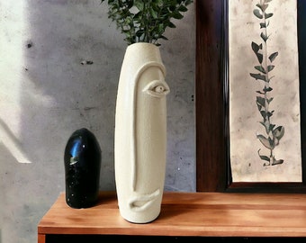 Einzigartige dekorative Blumenvase, Vase im nordischen Stil, Boho Decor, weißes Wohndekor, moderne Vase, Pampasgrasvase, moderne Innendekoration