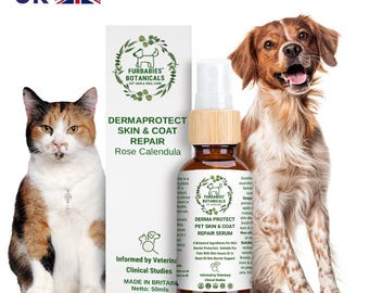 Rose Skin Repair Serum for Cats & Dogs. Multipurpose: Detangling, Flea Repellant, Hair Conditioner, soothing for overgrooming pets  50ml