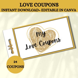 Editable Personalized Love Coupons, Couple Coupons, Love Coupons, Printable Love Coupons, Love Coupons for Him, Anniversary Gift,Couple gift