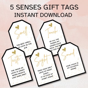 5 Senses Gift Tags, Cards & Ideas Gift for Boyfriend, Girlfriend