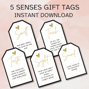 5 Senses Gift Tags, Cards & Ideas Gift for Boyfriend, Girlfriend