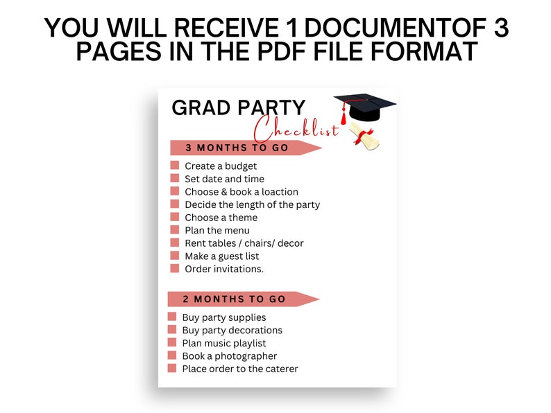 Graduation Party Checklist, Graduation Party Planning Checklist, Grad