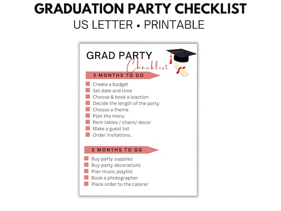 Graduation Party Planning Checklist Printable Black And Gold
