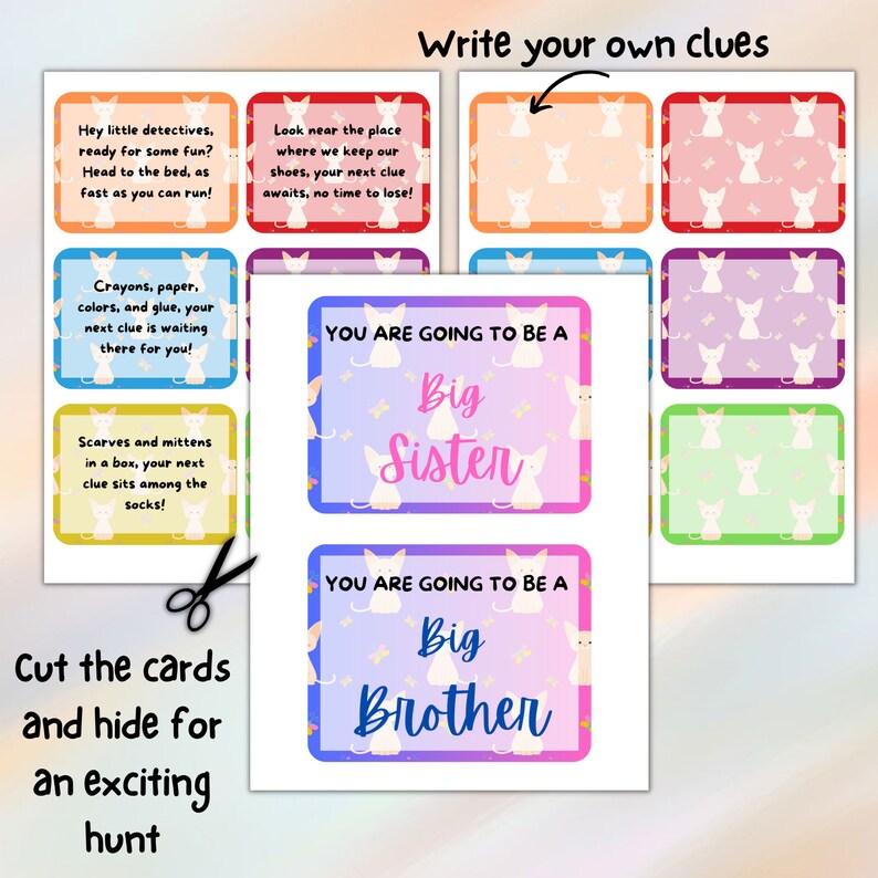 Printable Pregnancy Reveal Scavenger Hunt for Siblings, New Baby ...