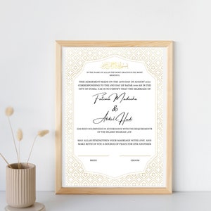 Nikkah Contract, Printable Personalized Nikkah Certificate, Custom Nikkah Nama, Islamic Wedding Contract, Gold Nikkah Contract, Template