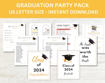 Graduation party pack, Graduation invites, Graduation games, Graduation scavenger hunt, Graduation centerpieces,Graduation party checklist,