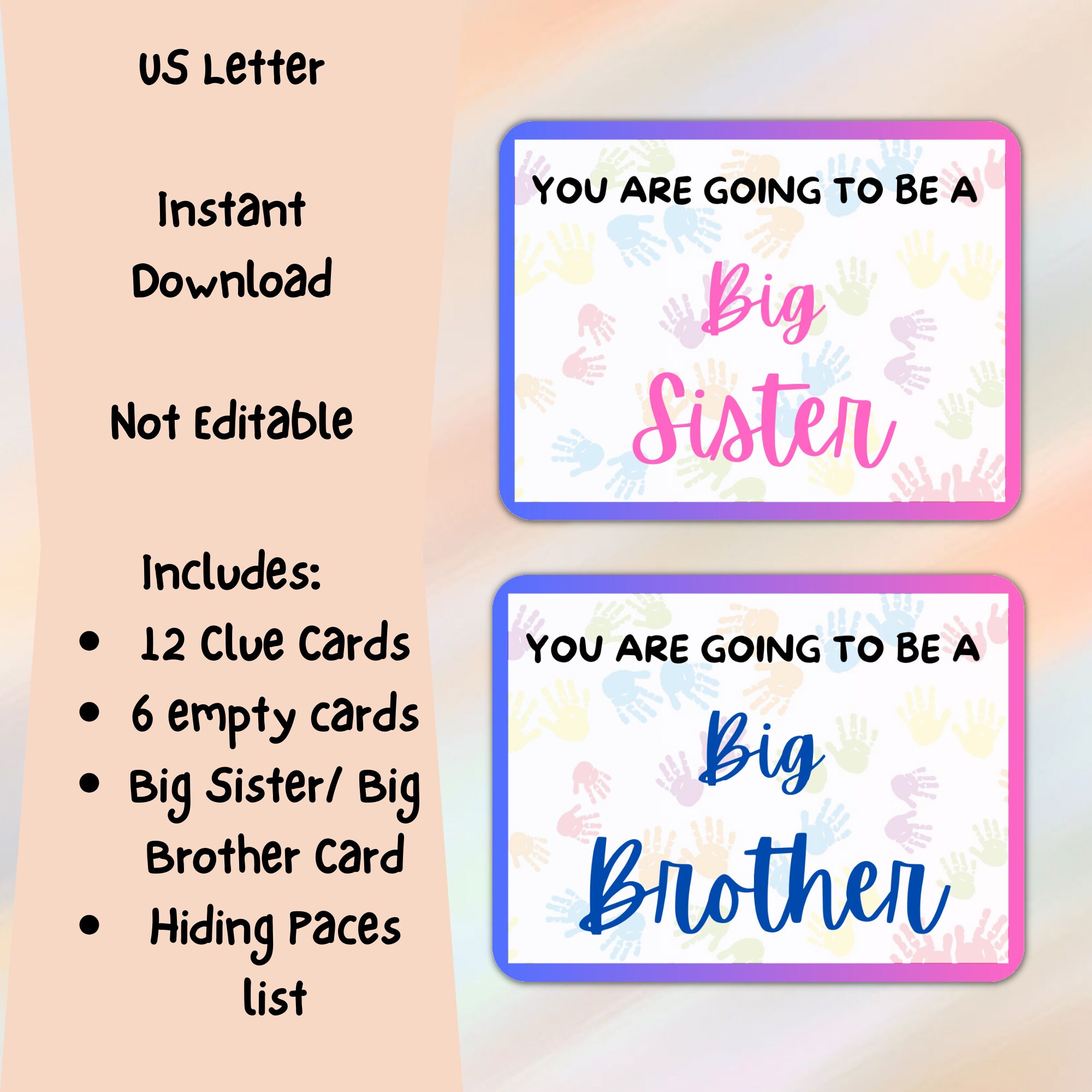 Printable Pregnancy Reveal Scavenger Hunt for Siblings, New Baby ...