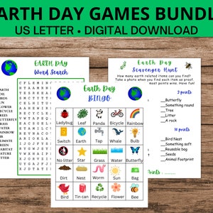 Earth Day Games, earth scavenger hunt, earth bingo game, earth day word search, earth day games , Earth day bundle for kids, school games