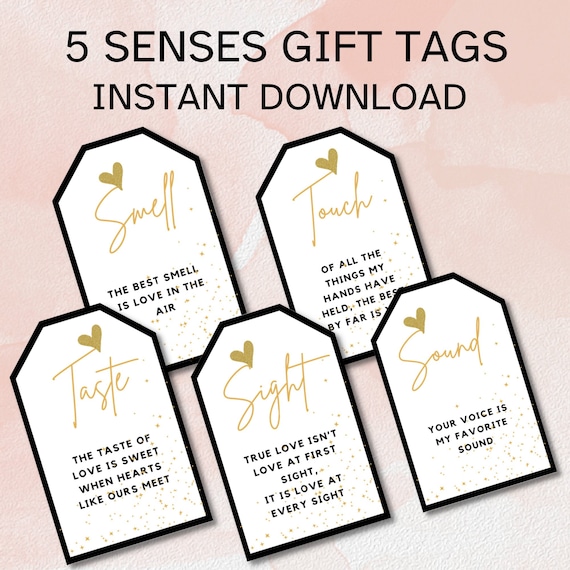 5 Senses Gift Tags, 5 Senses Gift for Him, Gift for Him, Gift for