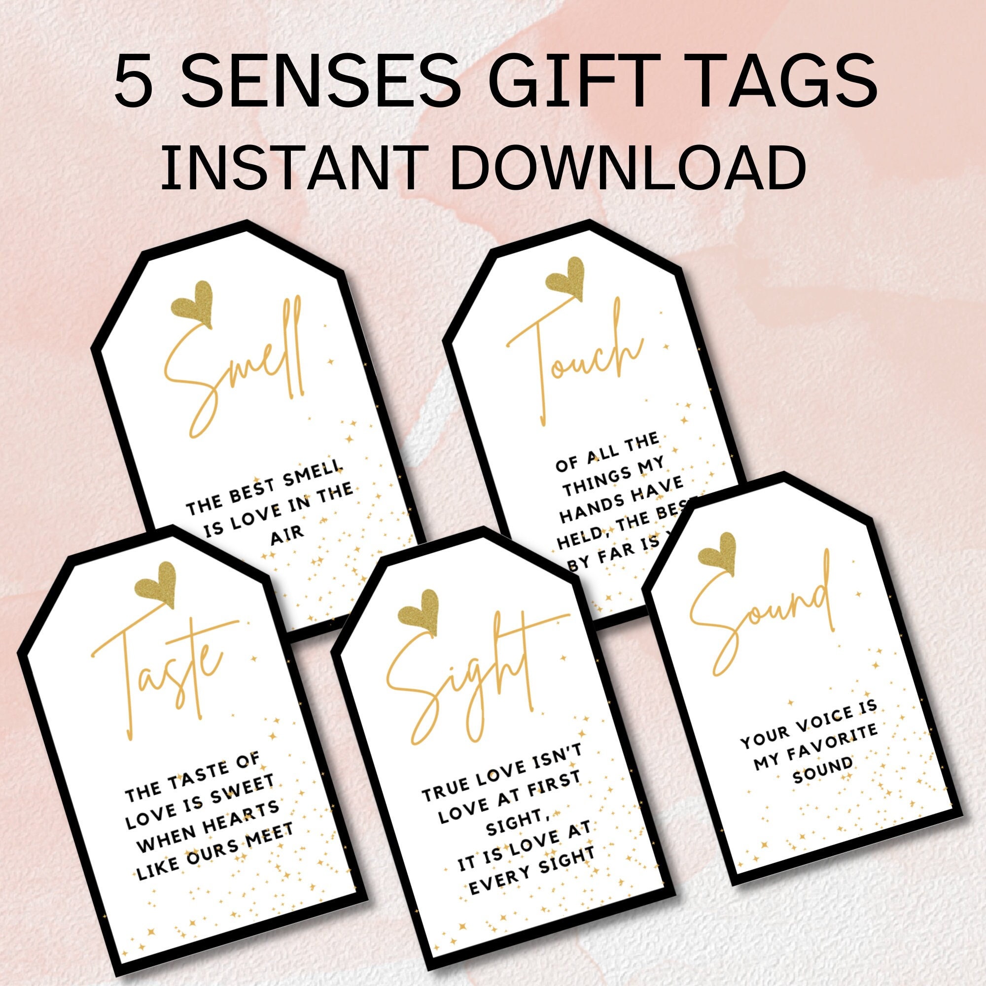 5 Senses Gift Tags Printable Labels 1st Anniversary Gift for Husband Care  Package for Him I Love You With All of My Senses Love Cards 