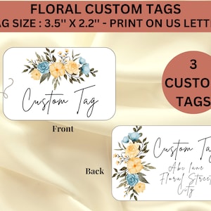 Floral Luggage Tags Personalized, Custom luggage tags, printable luggage tag template, Luggage tags wedding, Editable Luggage Tags Insert
