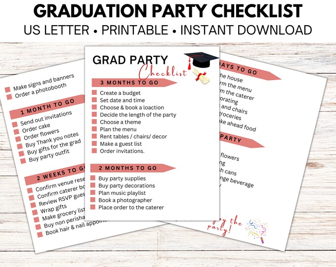 Graduation Party Checklist, Graduation Party Planning Checklist, Grad ...