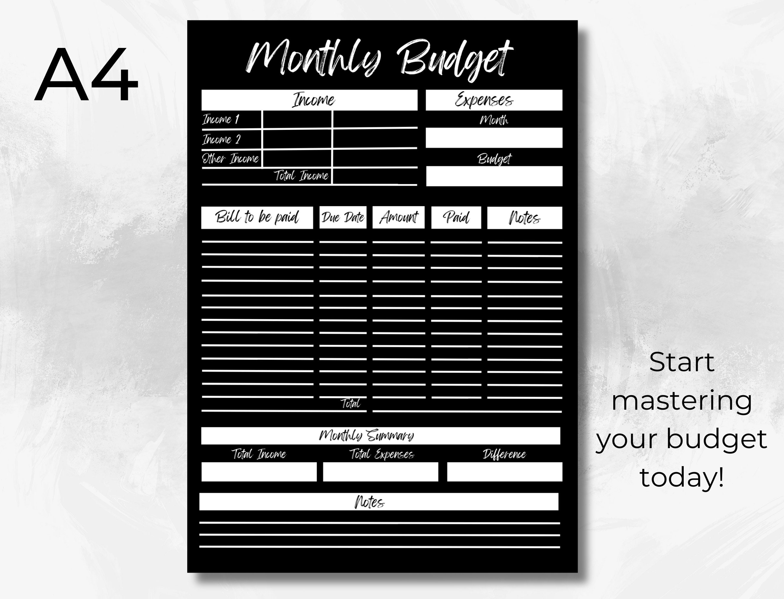 Digital Monthly Budget Planner, Minimalistic Budget Planner, Printable