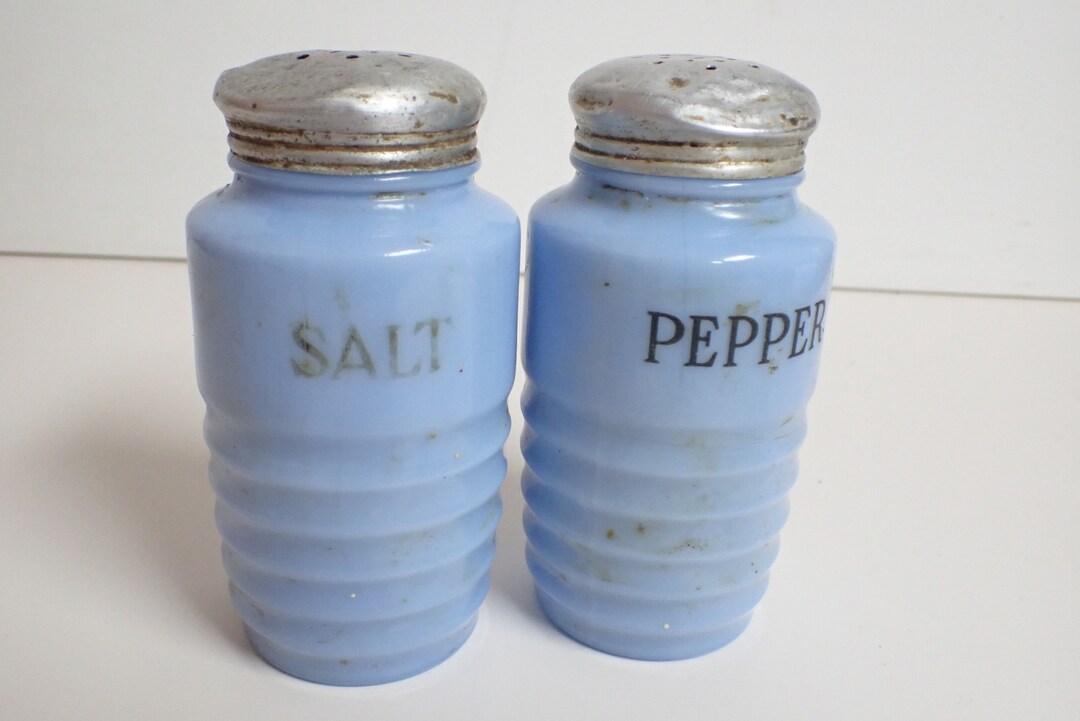 Vintage Delphite Blue Salt and Pepper Shakers Beehive Etsy