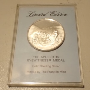 franklin mint sterling silver apollo 15 eyewitness medal