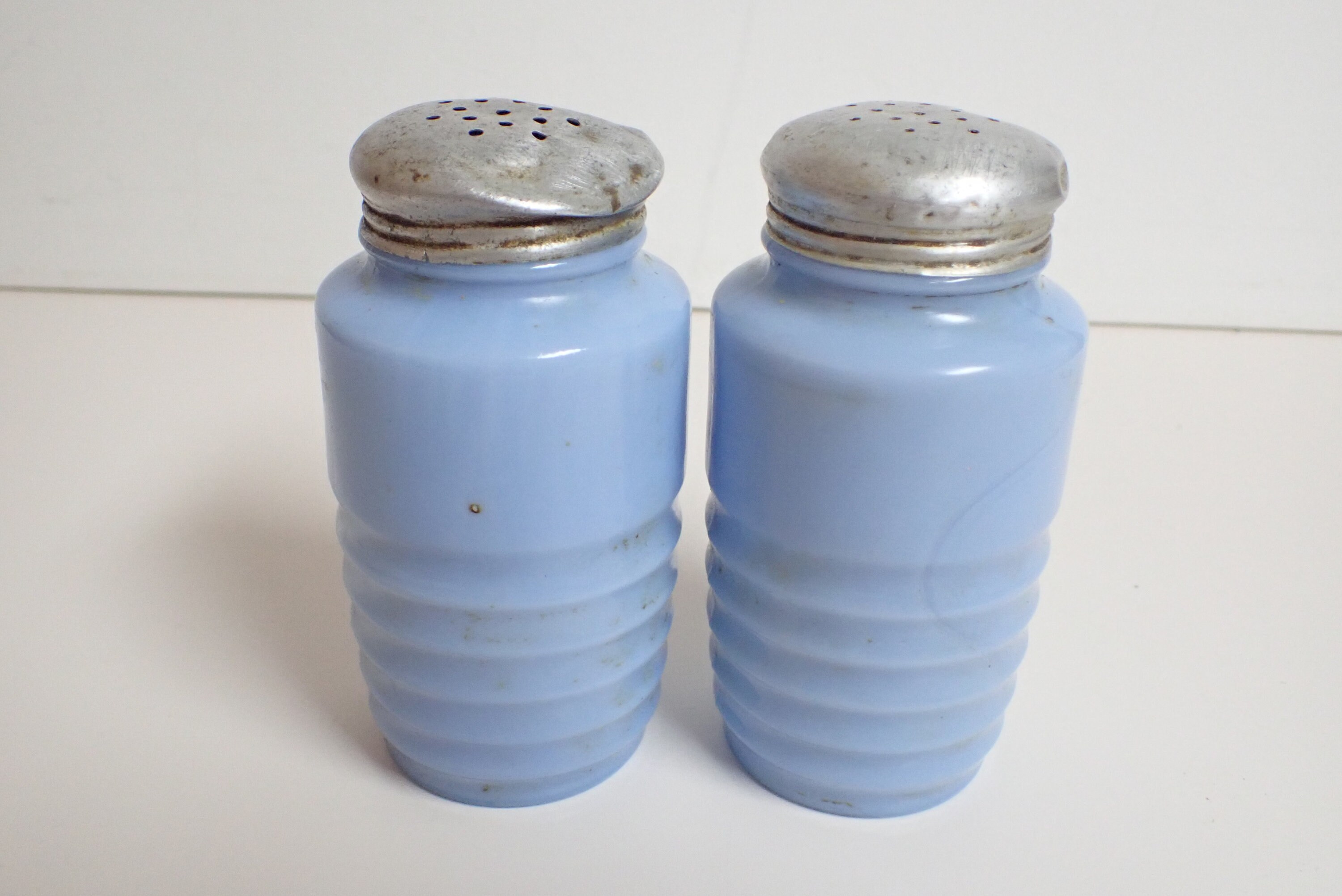 Vintage Delphite Blue Salt and Pepper Shakers Beehive Etsy