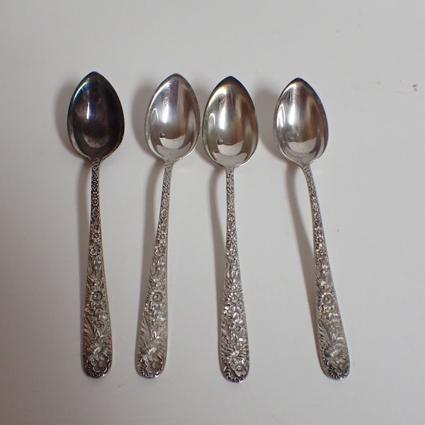 4 kirk & son sterling silver repousse fruit spoons