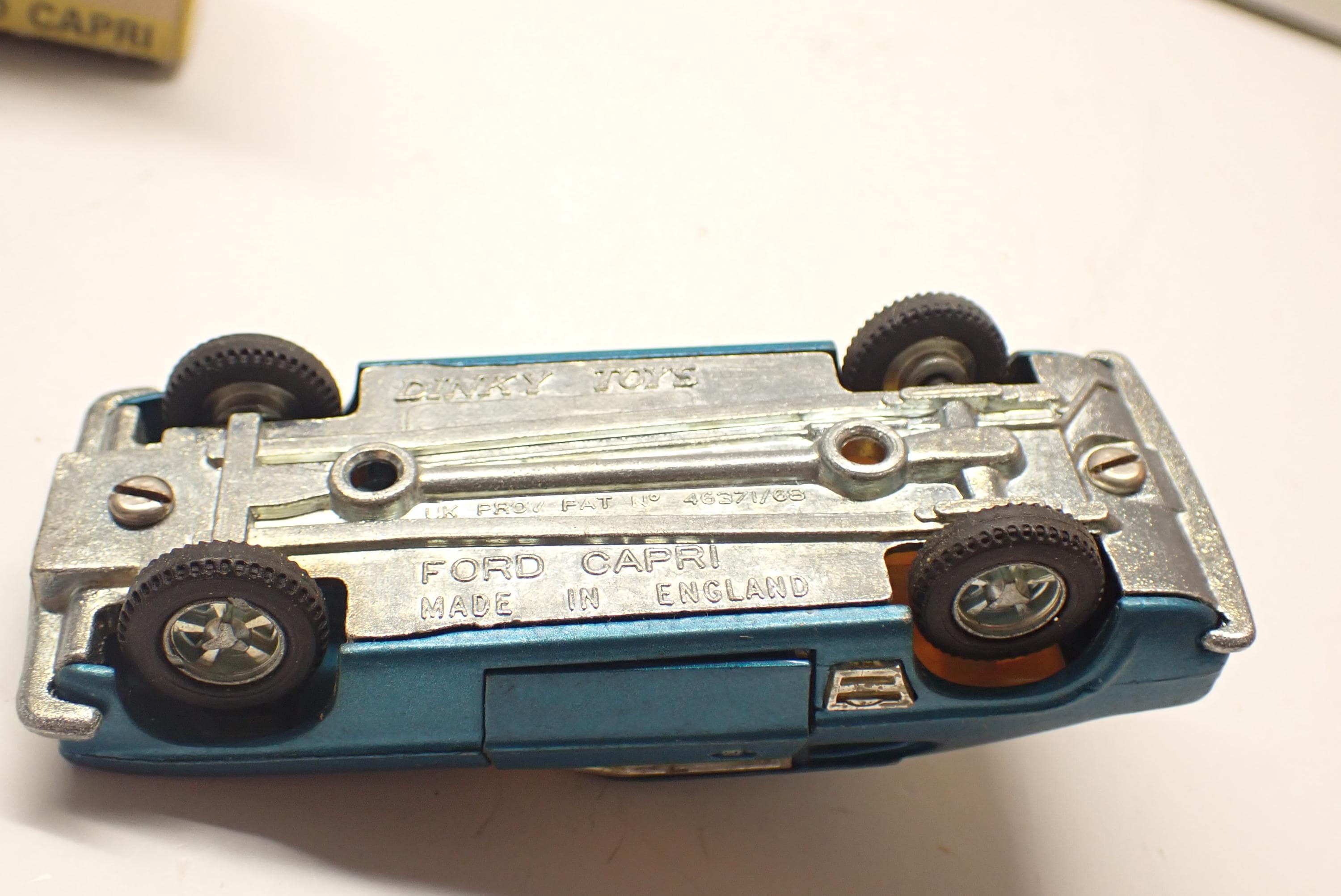 1960s Dinky Toys Ford Capri No 165 Blue Diecast W Speed Wheels in
