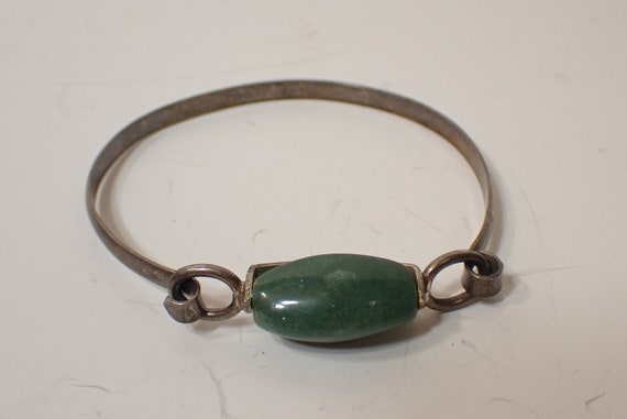 sterling silver & jade bracelet - image 1
