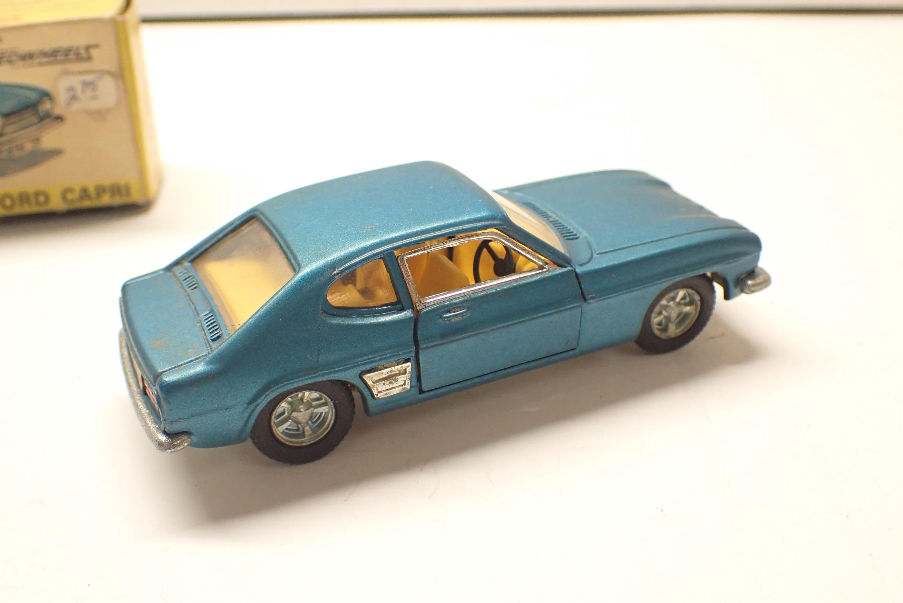 1960s Dinky Toys Ford Capri No 165 Blue Diecast W Speed Wheels in