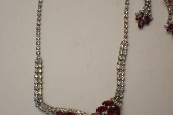 beautiful ruby and clear rhinestone necklace and … - image 3