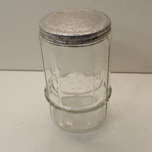 Vintage Hoosier Gerippte Glaskanister mit Original Deckel 20 cm unmarkiert