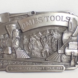 1982 limited edition ames tools belt buckle summit Utah 1869 advertising