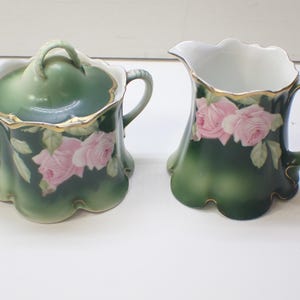 vintage bavaria r c madeleine hand painted porcelain creamer & sugar