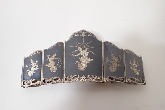 vintage siam sterling silver wide bracelet - image 1