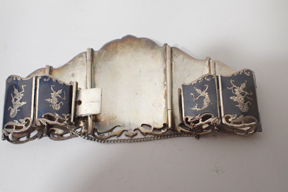 vintage siam sterling silver wide bracelet - image 4