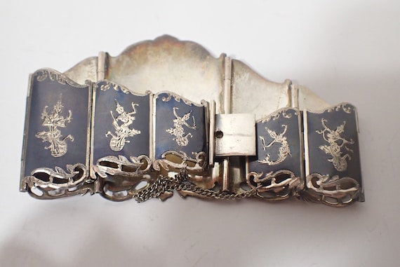 vintage siam sterling silver wide bracelet - image 6