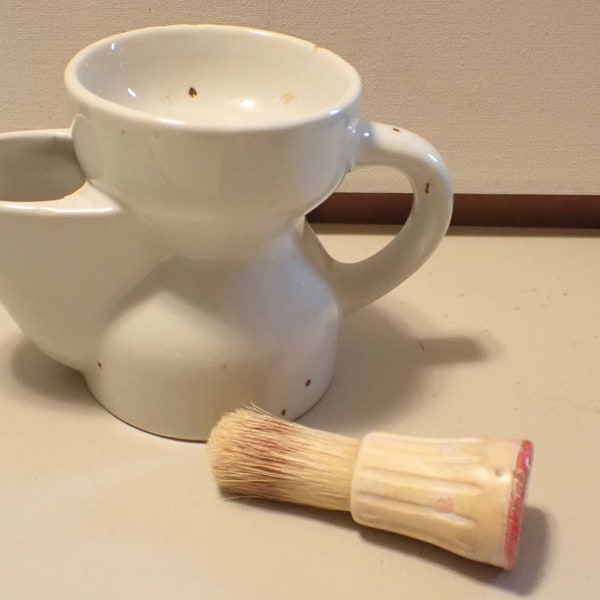 vintage crabtree & evelyn scuttle shaving mug England with shaving brush